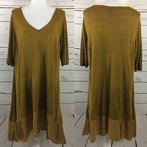 Eileen Fisher linen and silk dress with silk trim